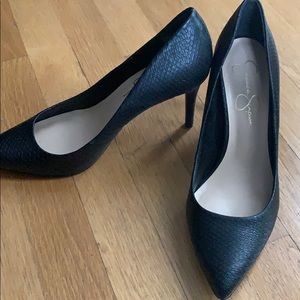 Black Jessica Simpson snake skin heels